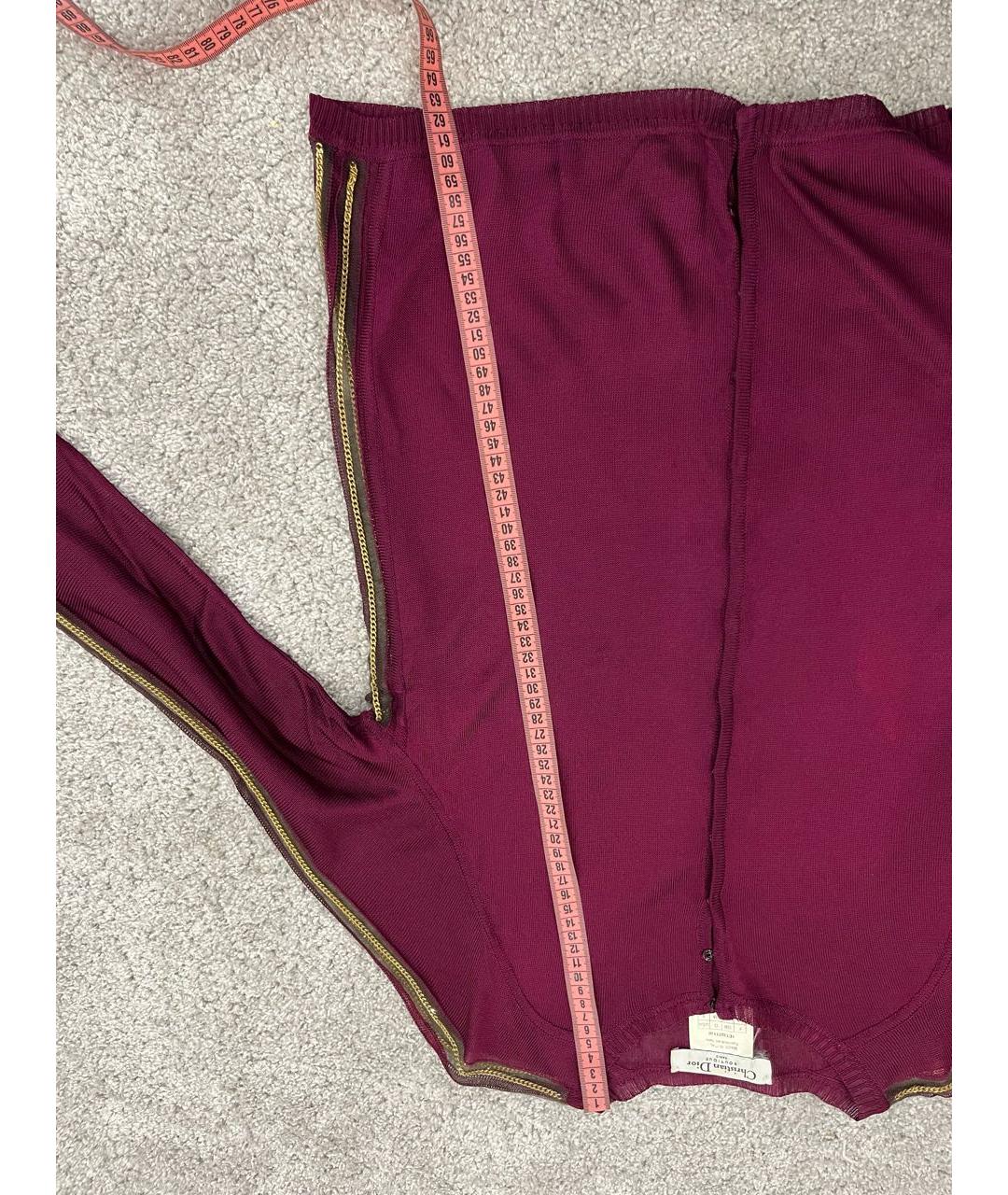 CHRISTIAN DIOR Бордовый сетчатый кардиган, фото 5