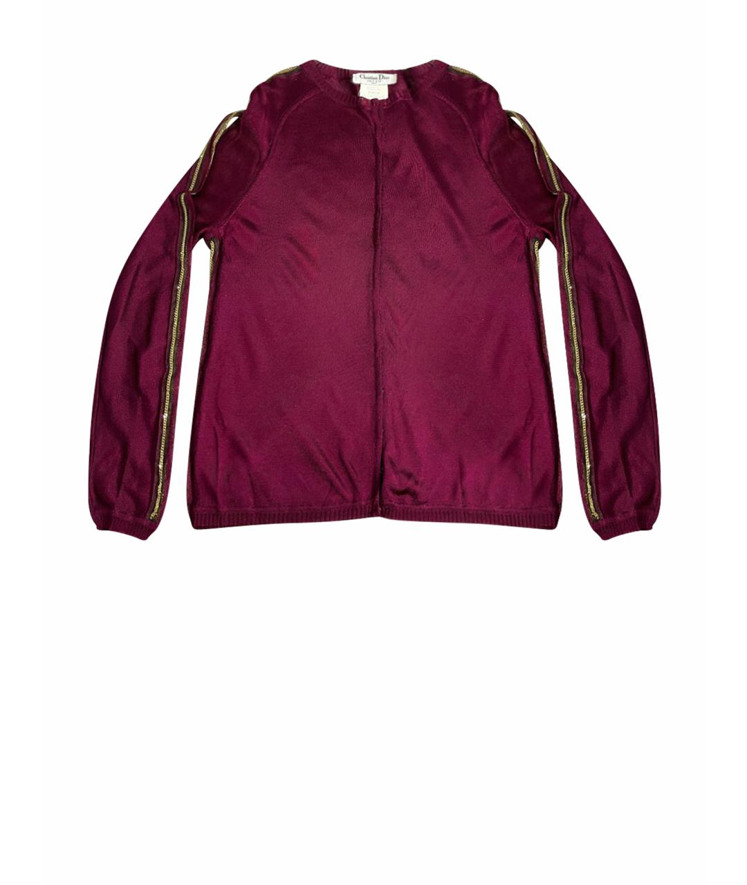 CHRISTIAN DIOR Бордовый сетчатый кардиган, фото 1