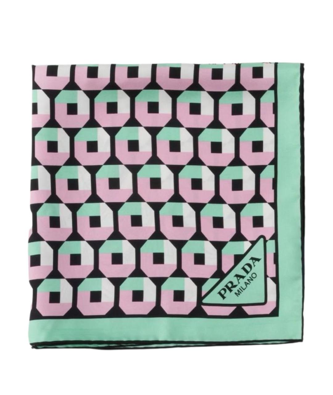 PRADA Бирюзовый шелковый шарф, фото 1