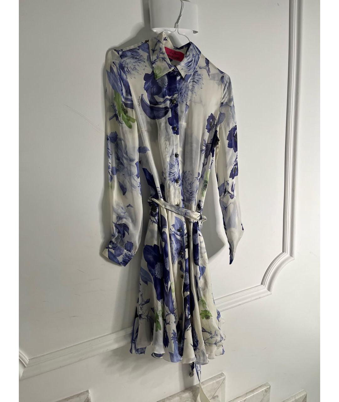 ROBERTO CAVALLI Синее шифоновое повседневное платье, фото 5