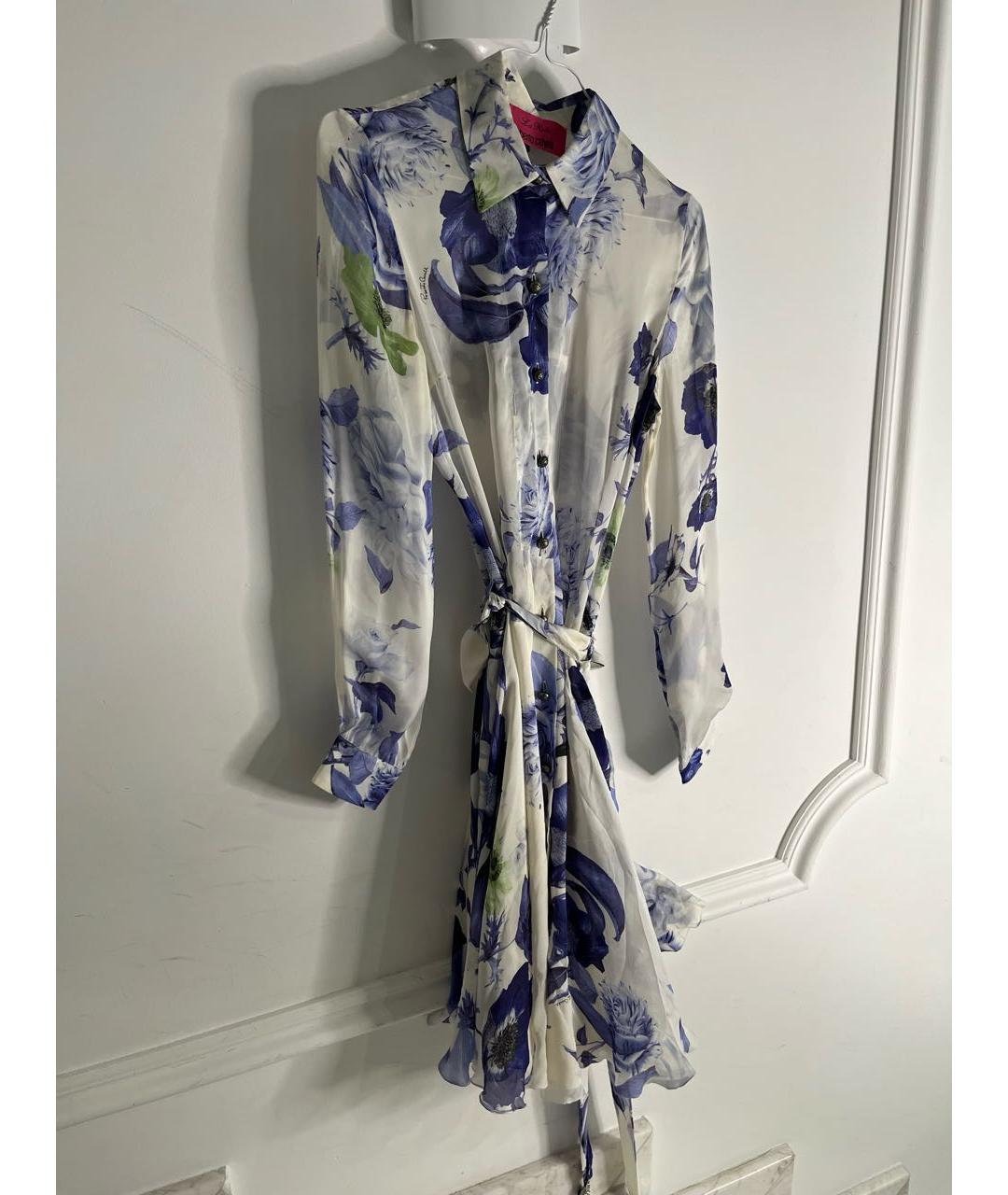 ROBERTO CAVALLI Синее шифоновое повседневное платье, фото 2