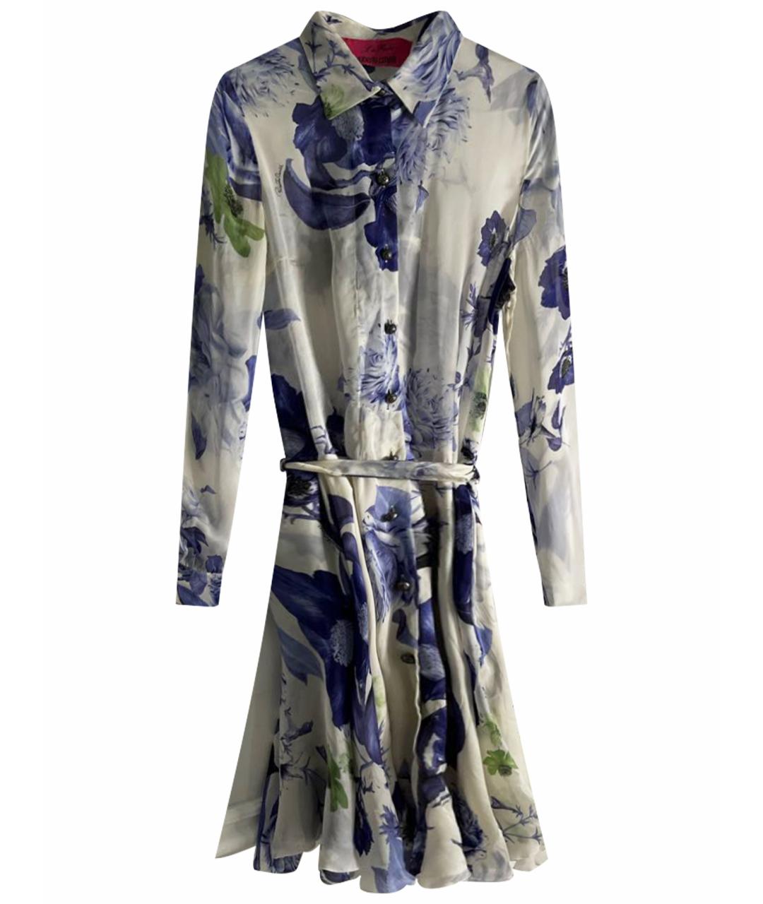 ROBERTO CAVALLI Синее шифоновое повседневное платье, фото 1