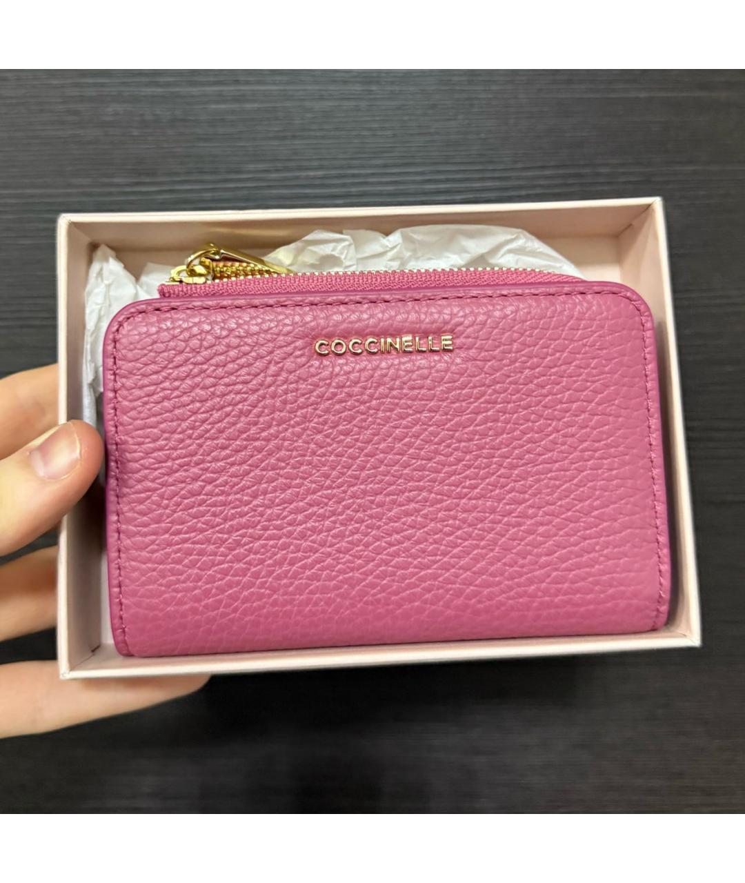 COCCINELLE Розовый кожаный кошелек, фото 4
