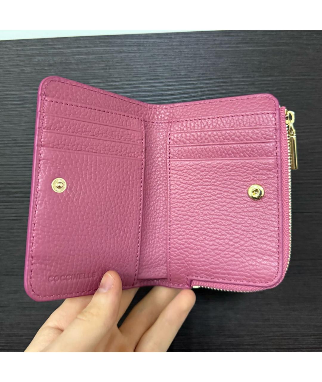 COCCINELLE Розовый кожаный кошелек, фото 3