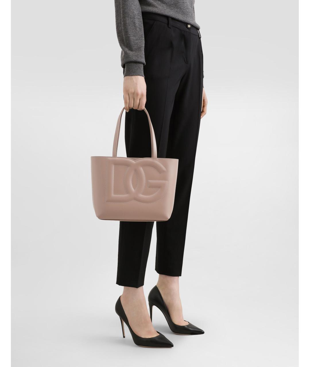 DOLCE&GABBANA Розовая кожаная сумка тоут, фото 4