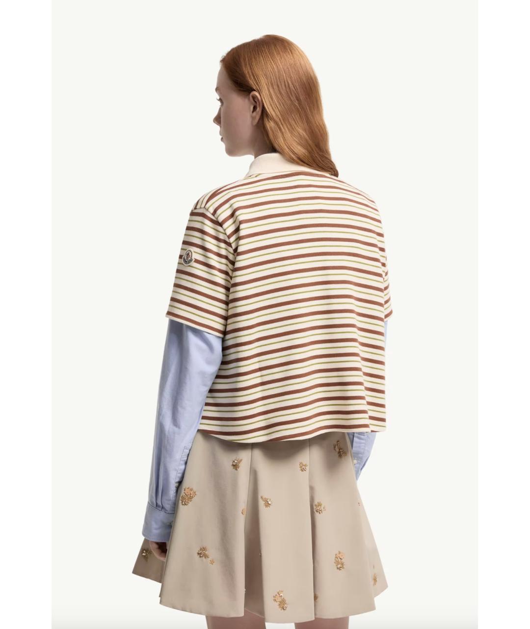 MONCLER Бежевая хлопковая футболка, фото 5