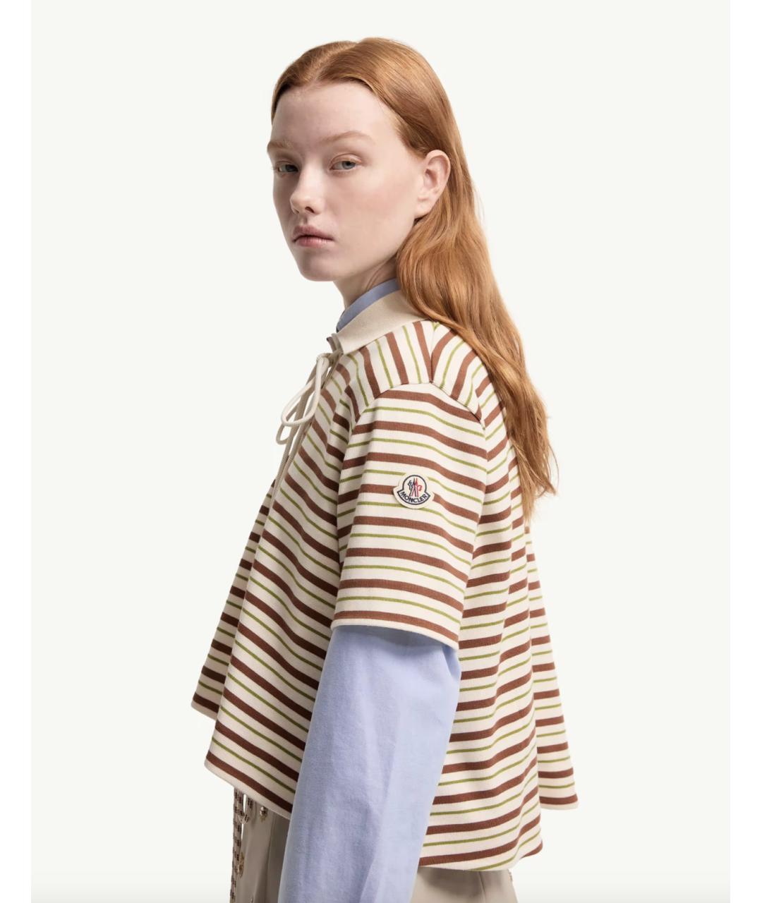 MONCLER Бежевая хлопковая футболка, фото 3