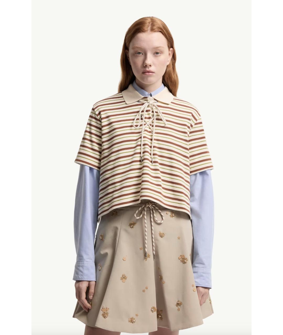 MONCLER Бежевая хлопковая футболка, фото 4