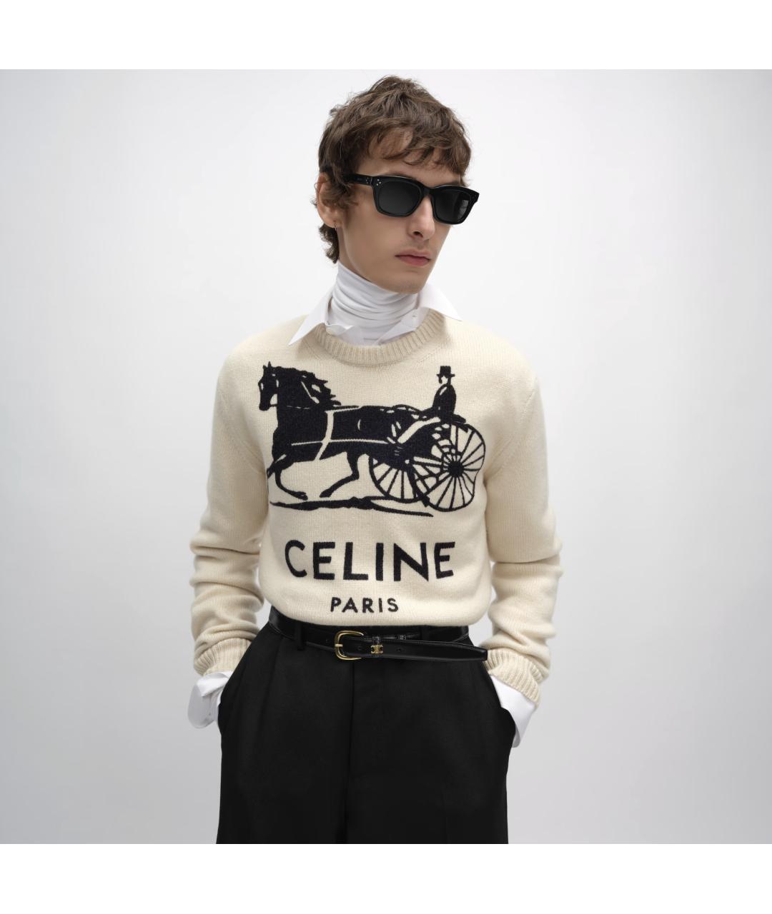 CELINE Бежевый кашемировый джемпер / свитер, фото 2