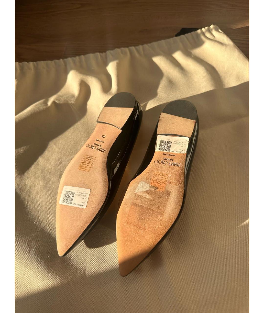 JIMMY CHOO Черные балетки из лакированной кожи, фото 6