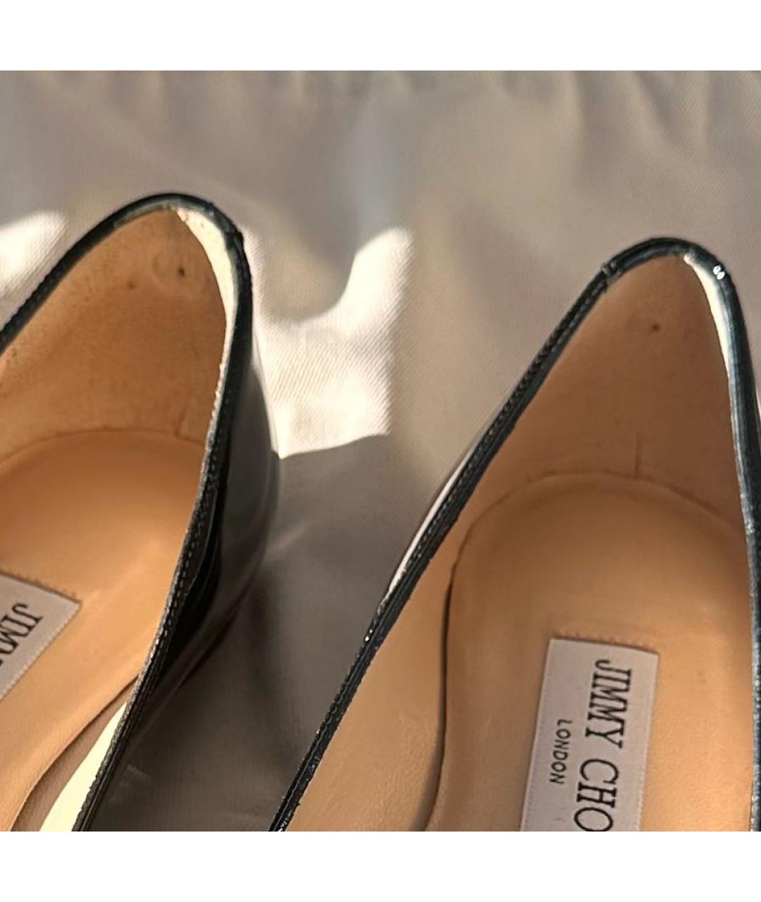 JIMMY CHOO Черные балетки из лакированной кожи, фото 5