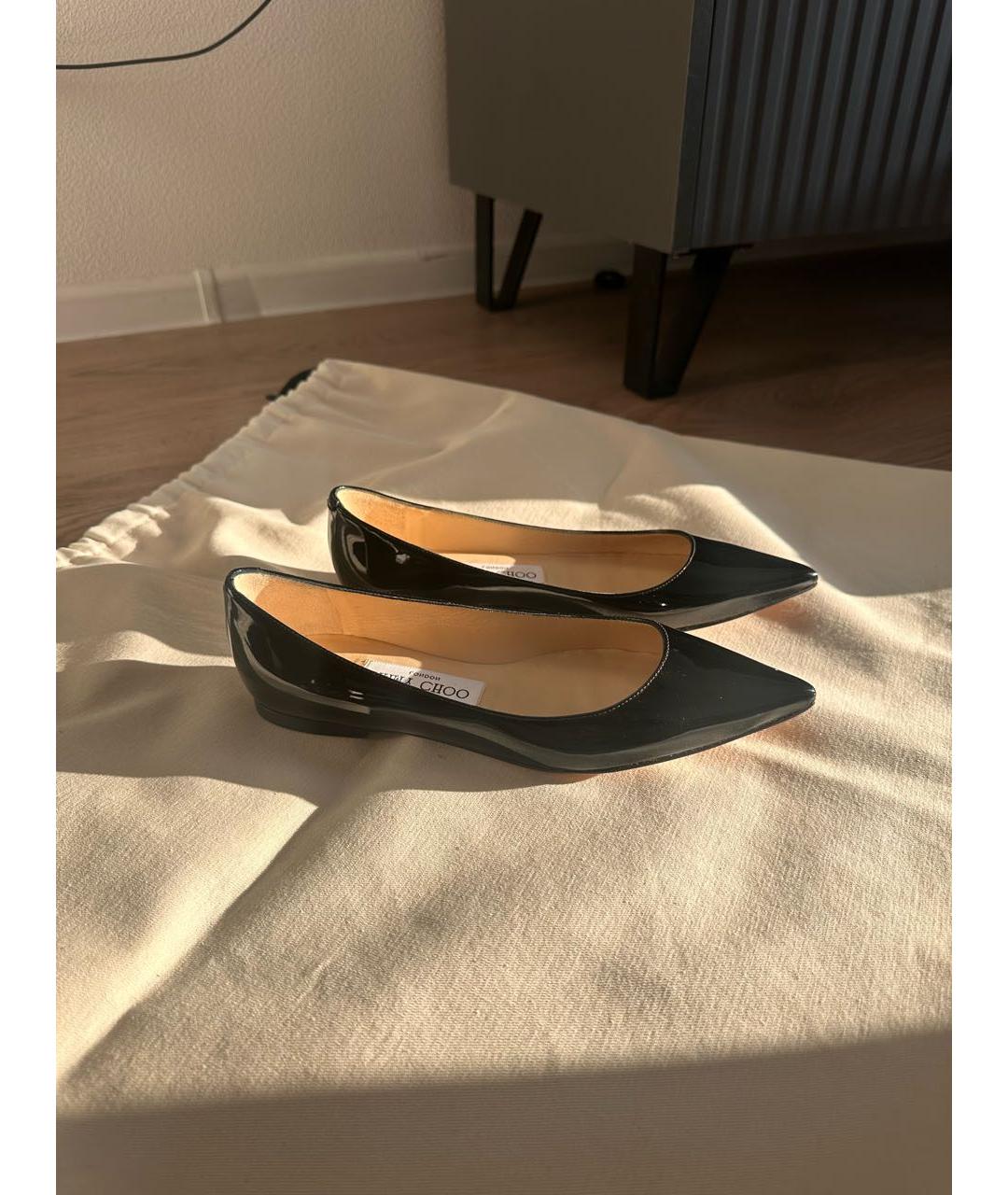 JIMMY CHOO Черные балетки из лакированной кожи, фото 8