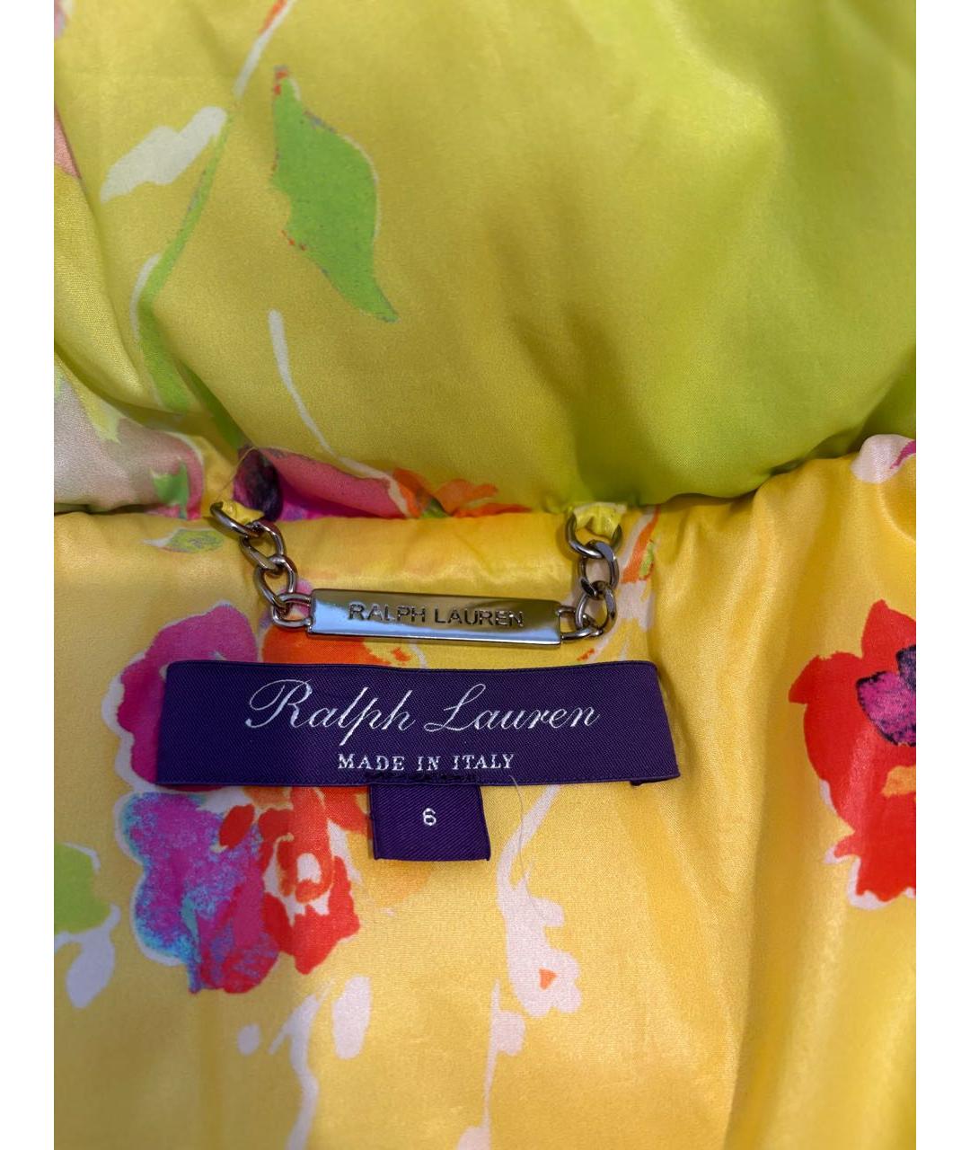 RALPH LAUREN Желтый полиамидовый пуховик, фото 3