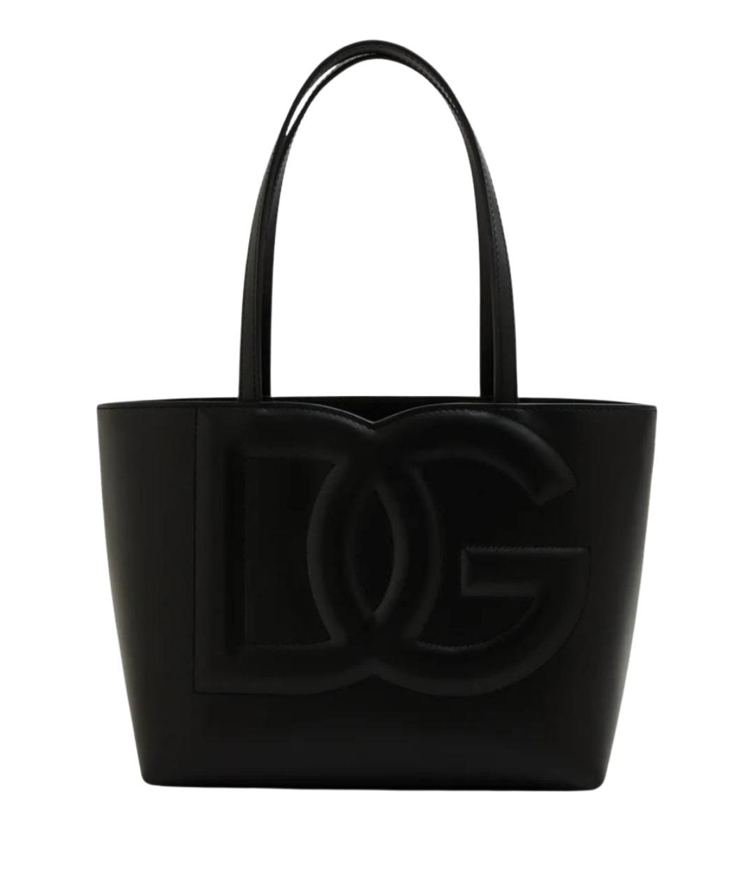 DOLCE&GABBANA Черная кожаная сумка тоут, фото 1
