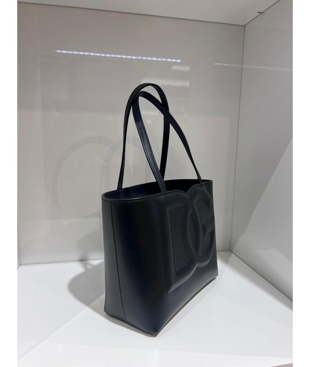 DOLCE&GABBANA Черная кожаная сумка тоут, фото 3