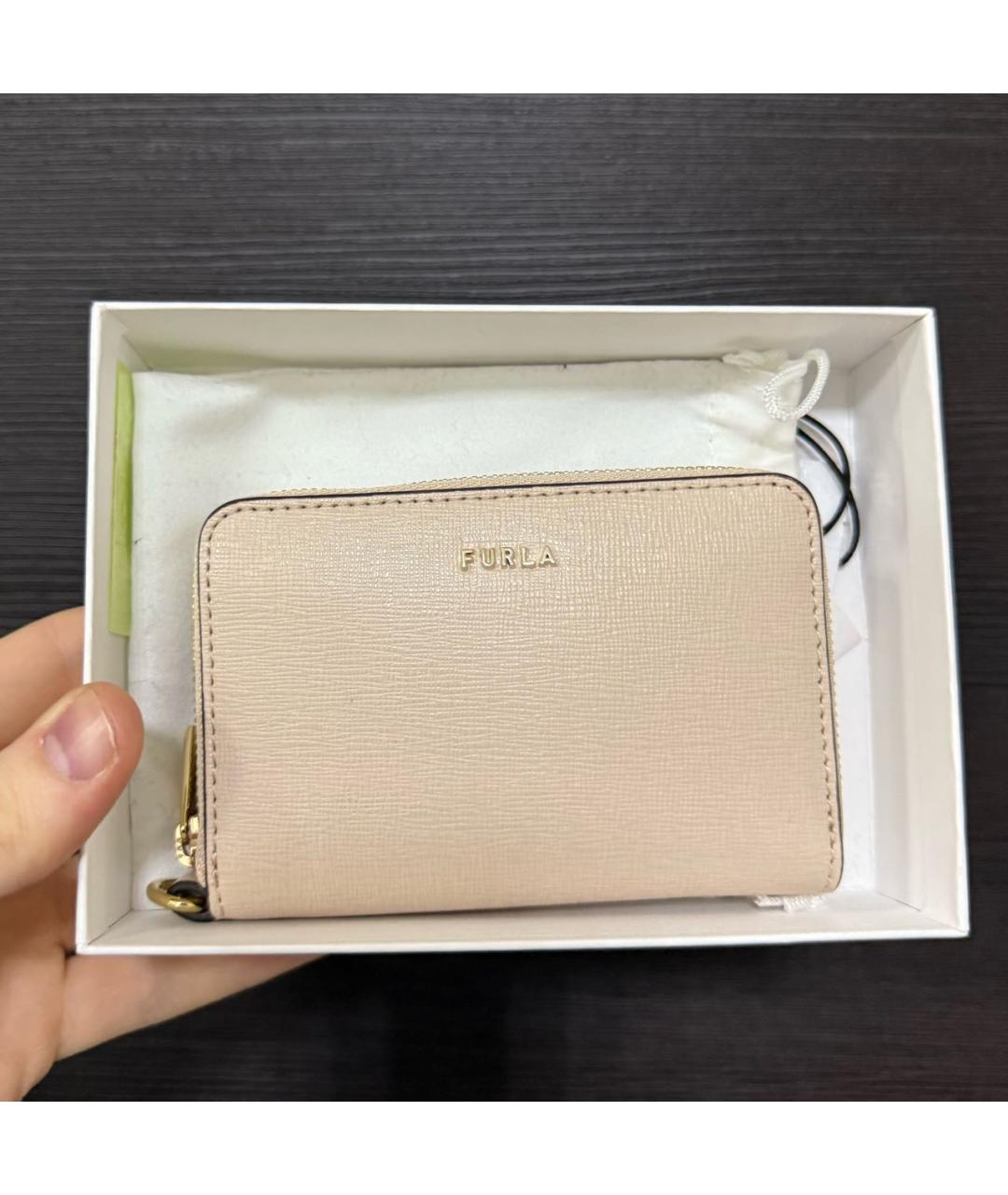 FURLA Бежевый кожаный кошелек, фото 4