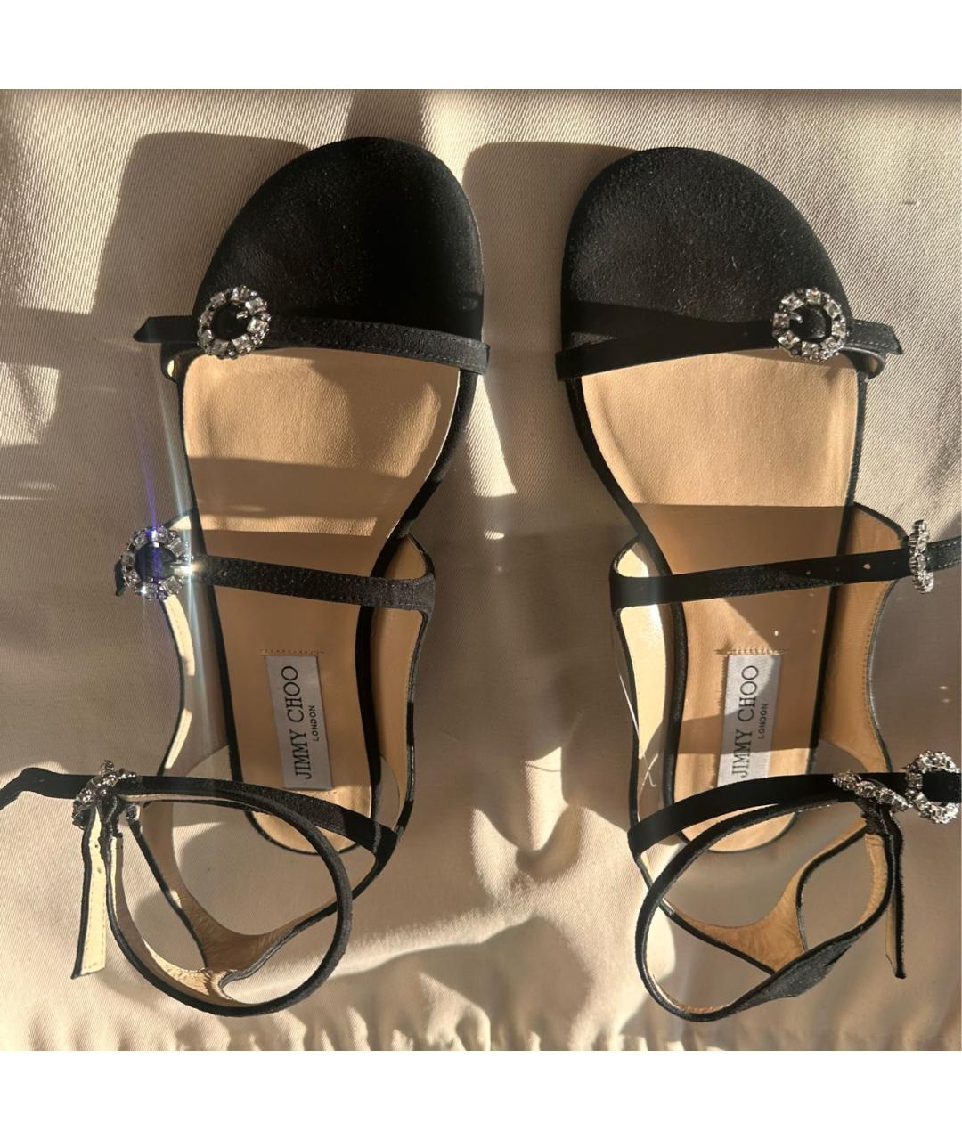 JIMMY CHOO Черные замшевые босоножки, фото 3