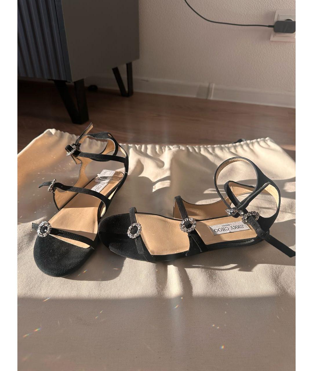 JIMMY CHOO Черные замшевые босоножки, фото 6