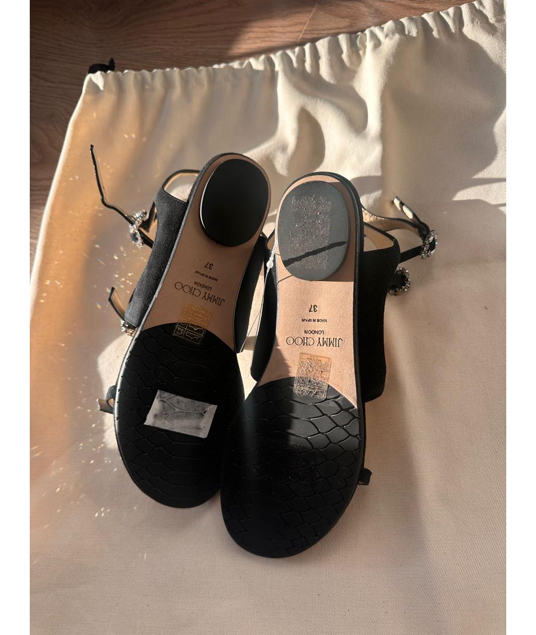 JIMMY CHOO Черные замшевые босоножки, фото 5