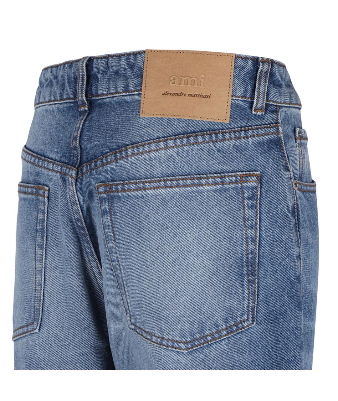 Ami Paris Синие хлопковые прямые джинсы, фото 4