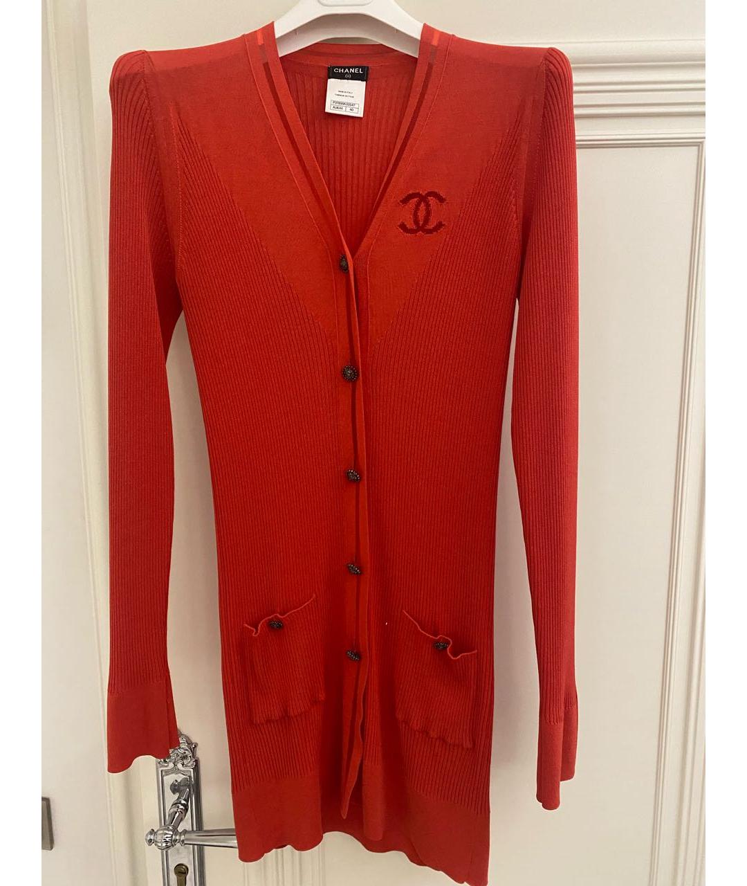 CHANEL Коралловый хлопковый кардиган, фото 7