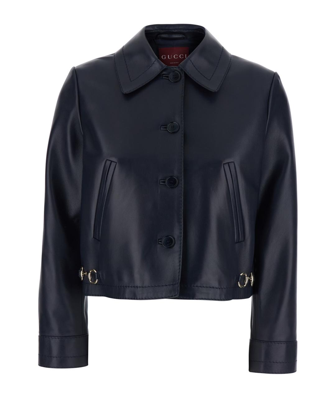 GUCCI Темно-синяя кожаная куртка, фото 1