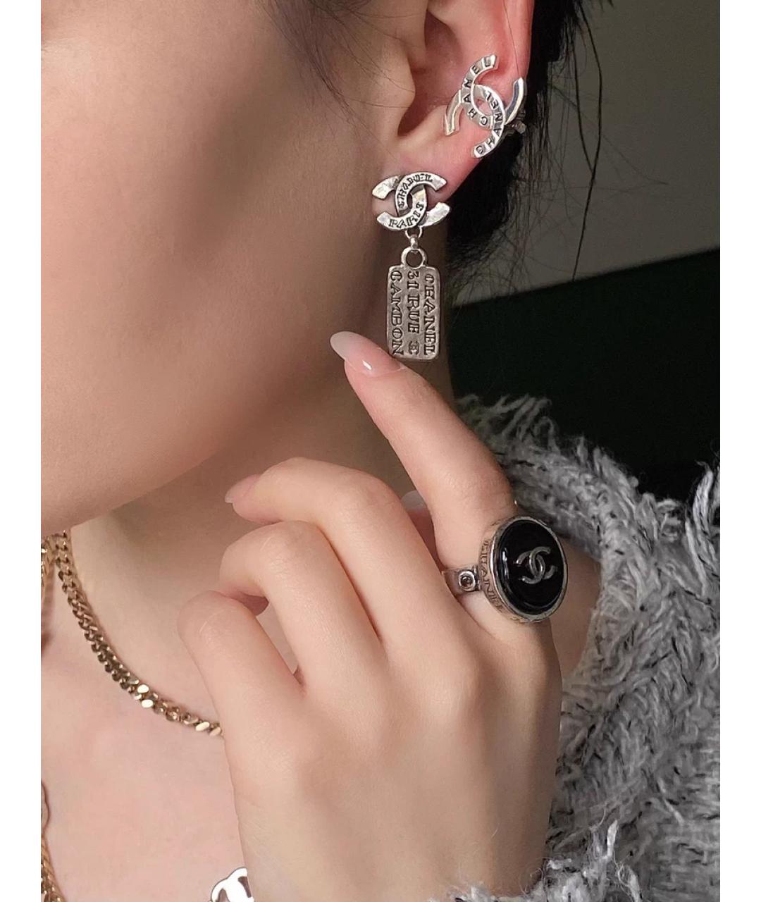 CHANEL Серебряные металлические серьги, фото 3