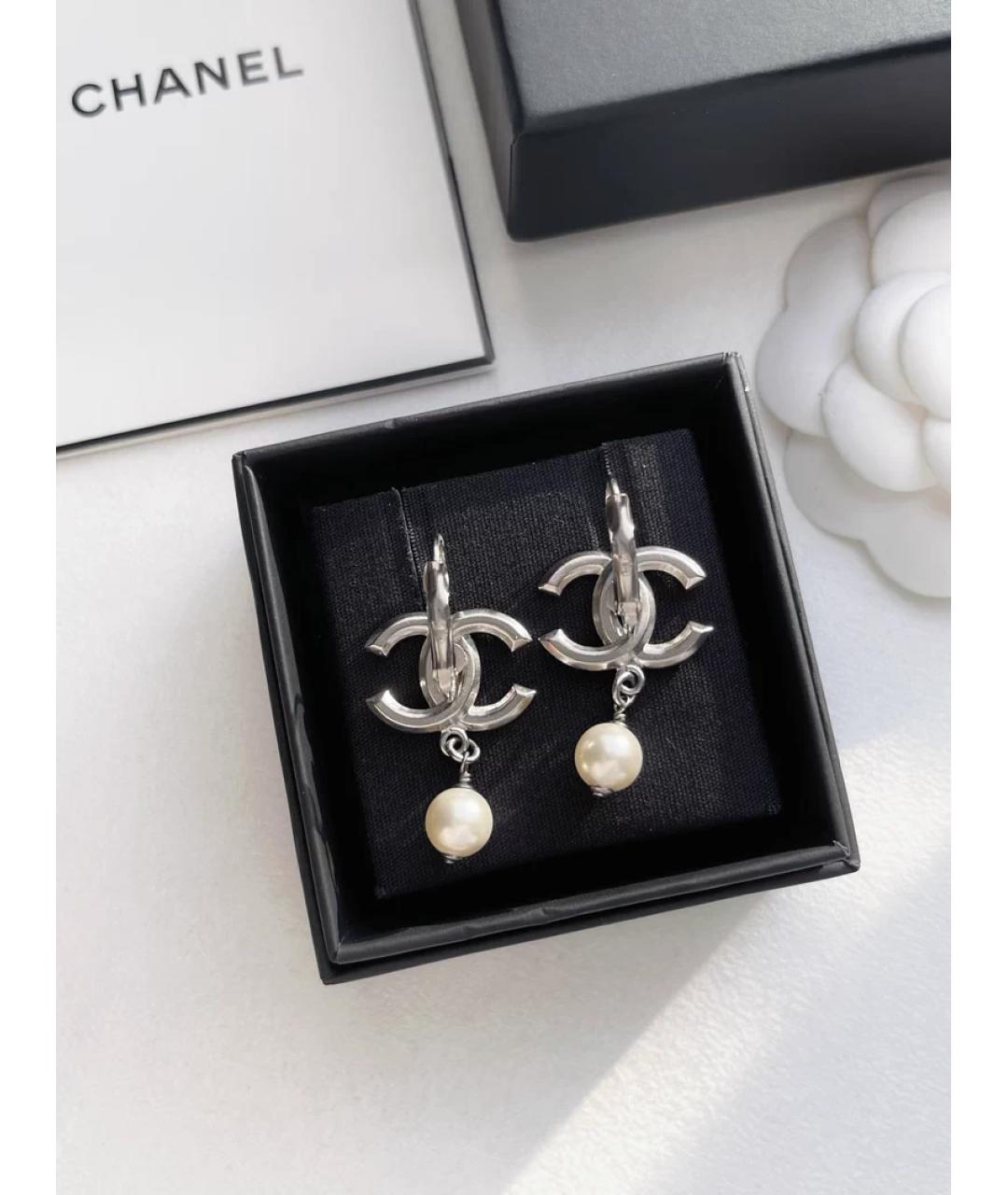 CHANEL Серебряные металлические серьги, фото 4