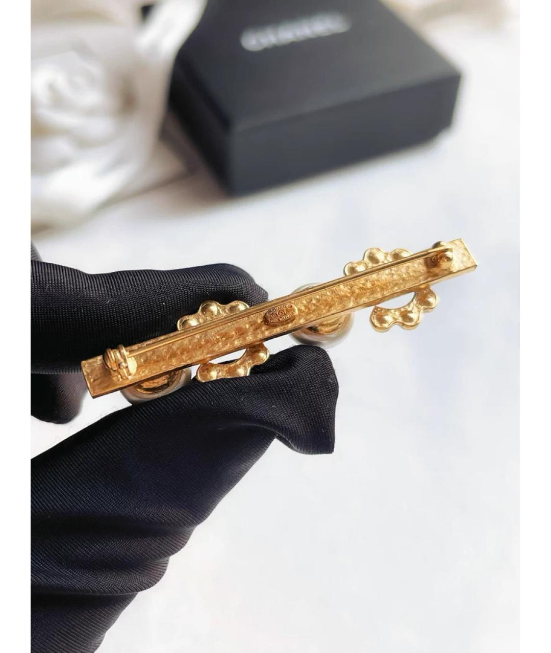 CHANEL Золотая металлическая булавка / брошь, фото 2