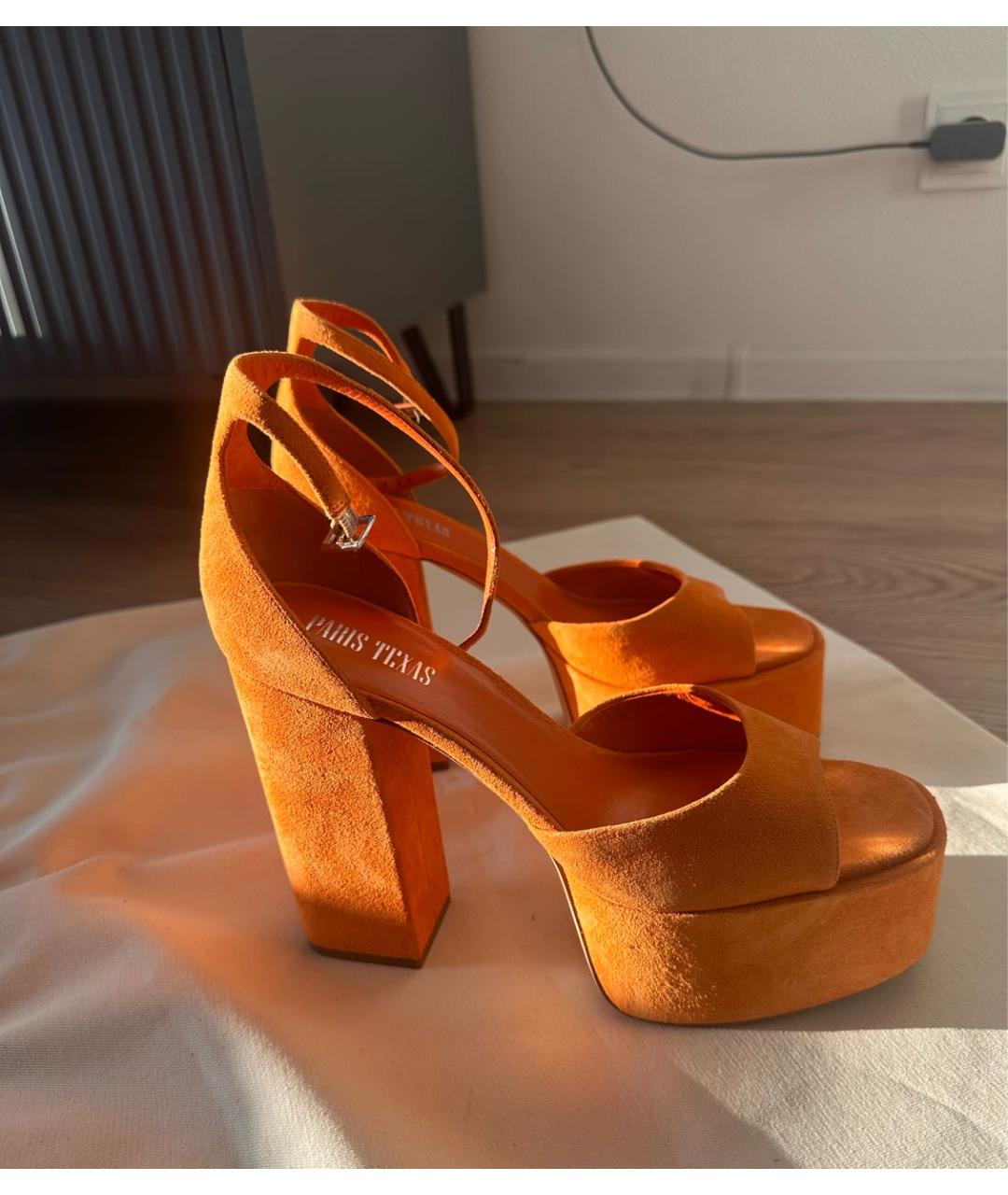 PARIS TEXAS Оранжевое замшевые босоножки, фото 7