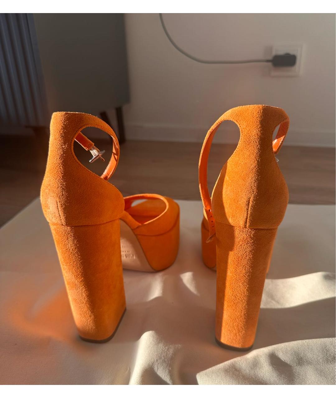 PARIS TEXAS Оранжевое замшевые босоножки, фото 4