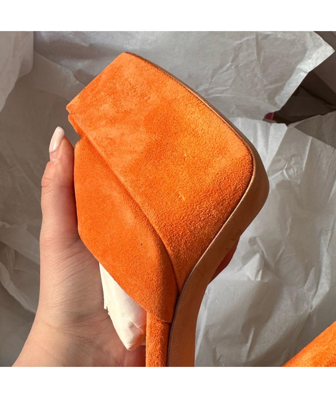 PARIS TEXAS Оранжевое замшевые босоножки, фото 5