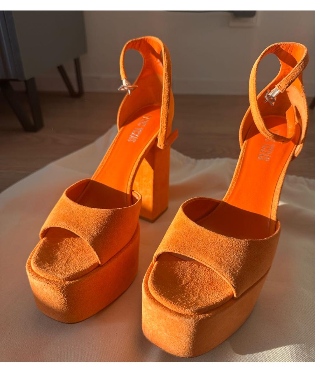 PARIS TEXAS Оранжевое замшевые босоножки, фото 2