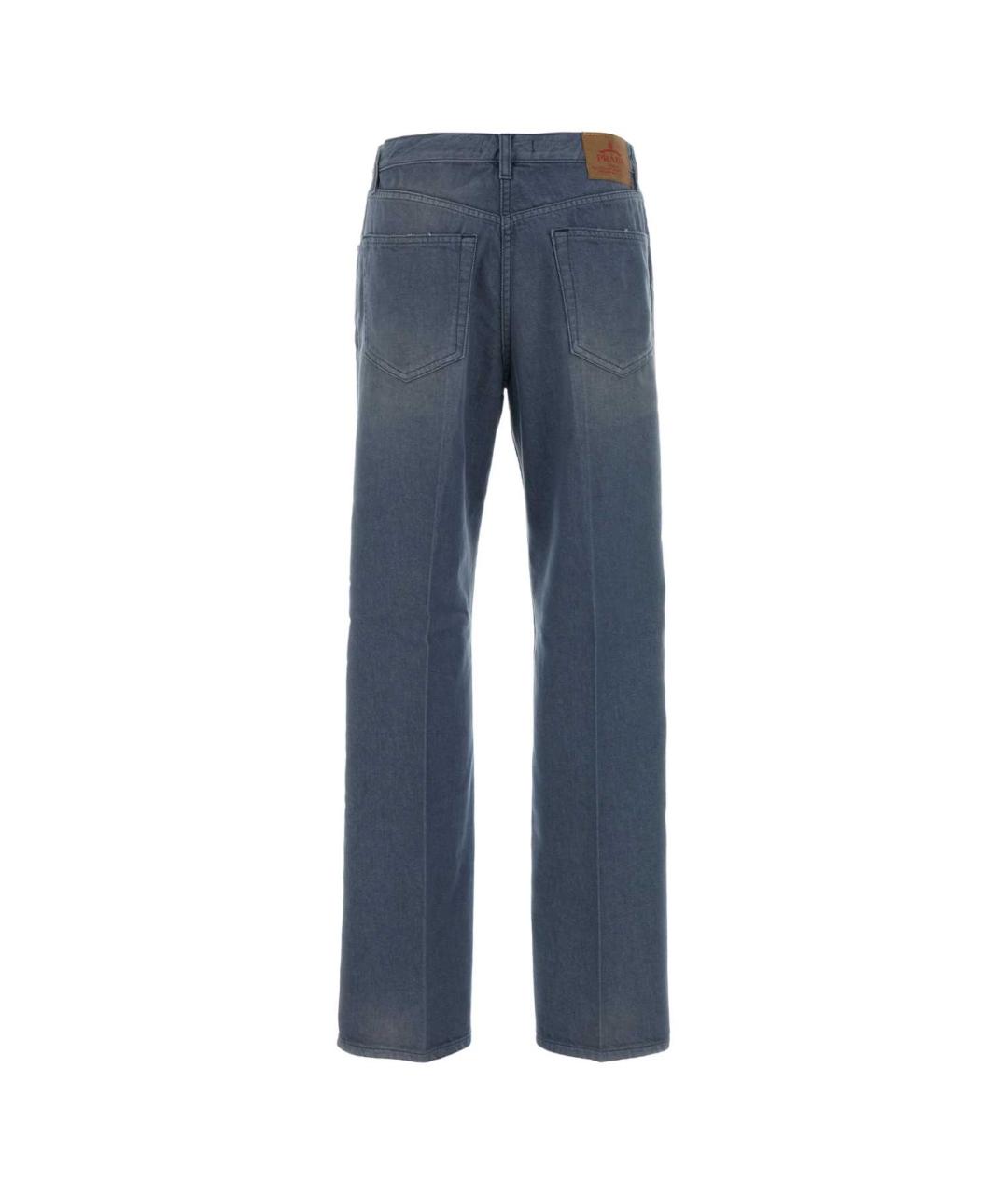 PRADA Голубые хлопковые прямые джинсы, фото 2