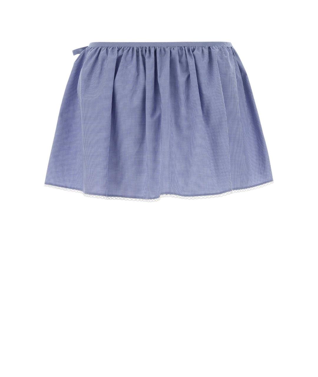 MIU MIU Голубая хлопковая юбка мини, фото 2