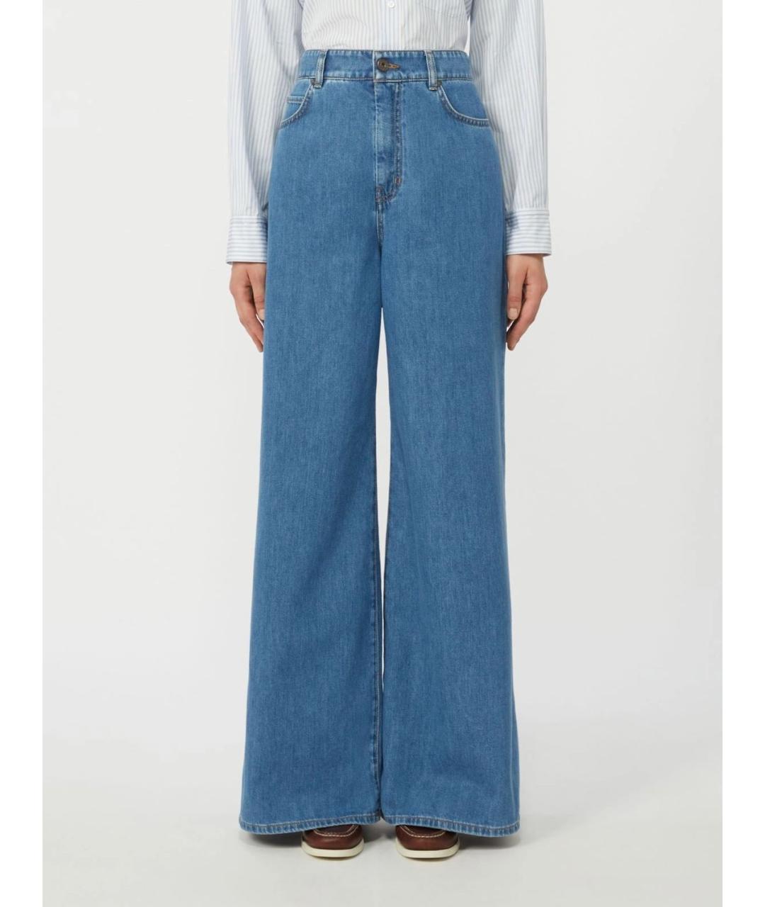 WEEKEND MAX MARA Синие хлопковые джинсы клеш, фото 2