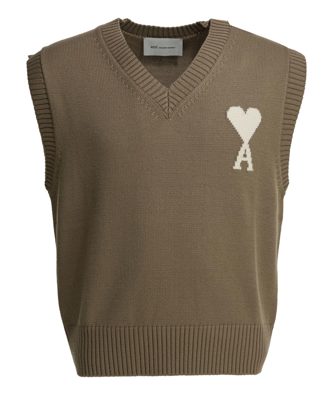 Ami Paris Коричневая шерстяная жилетка, фото 1