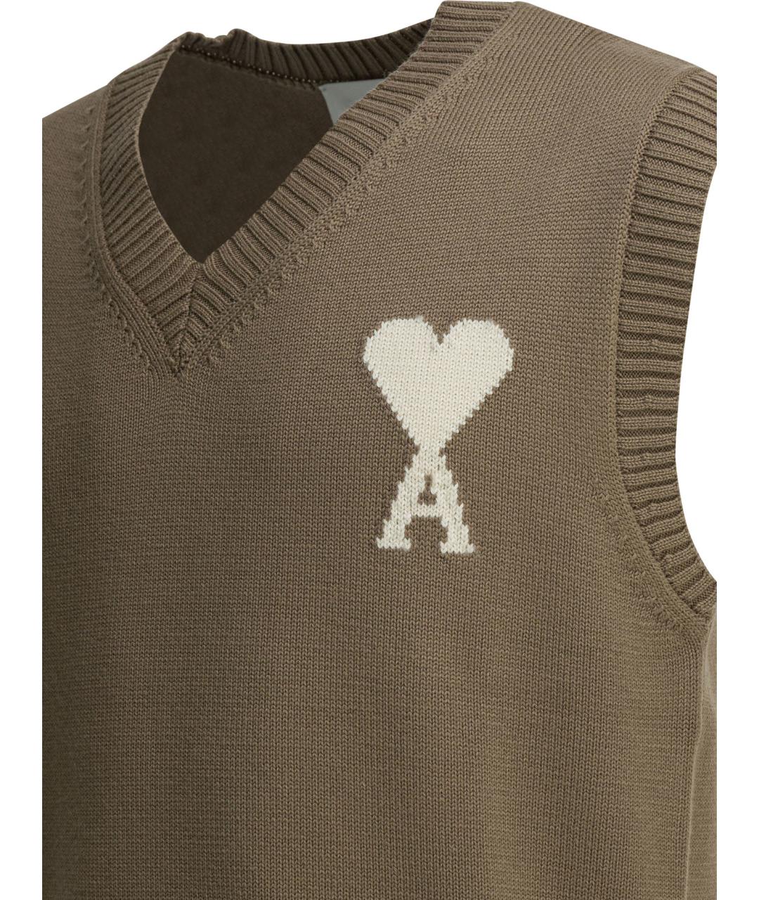 Ami Paris Коричневая шерстяная жилетка, фото 4
