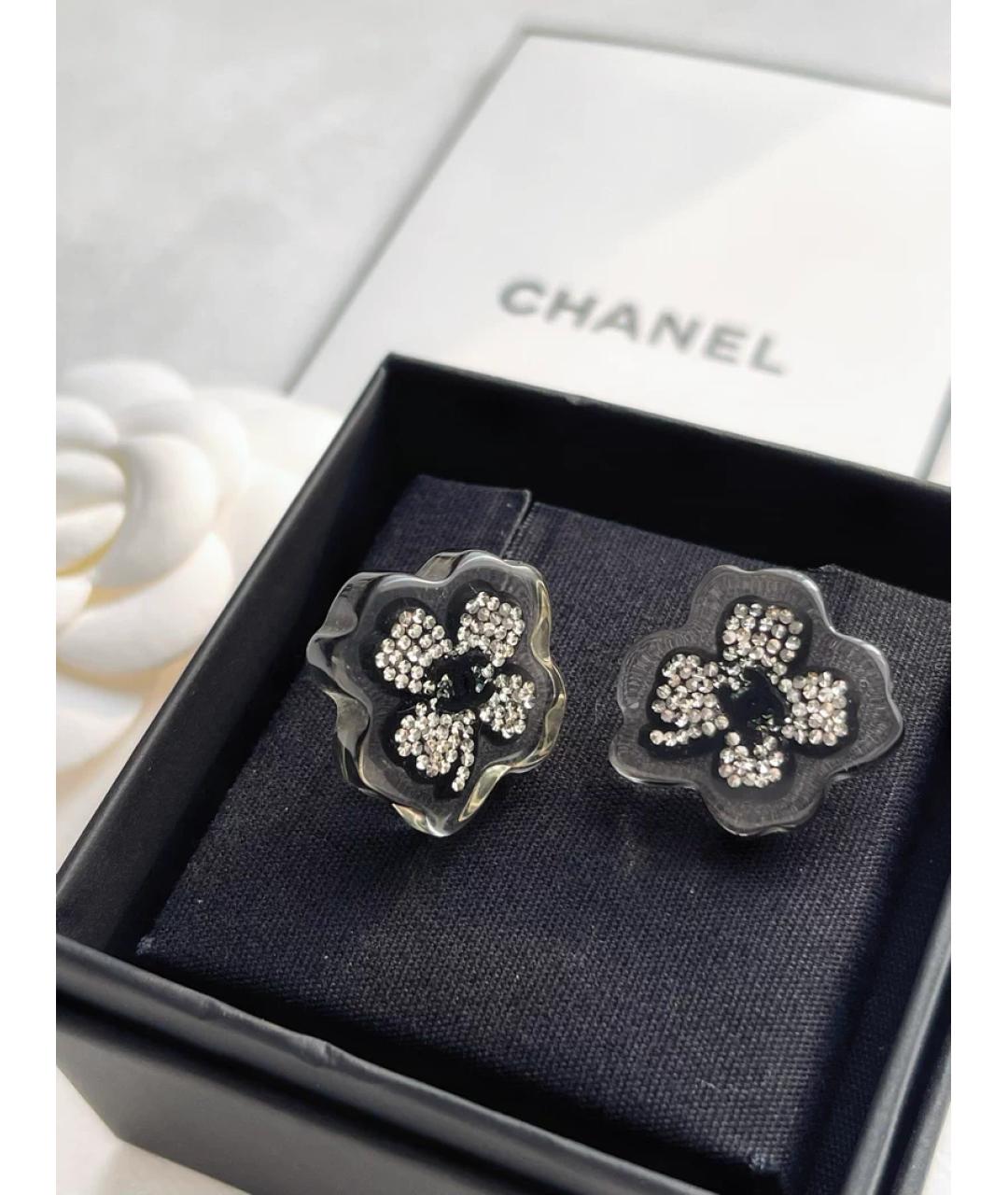 CHANEL Черные пластиковые серьги, фото 4