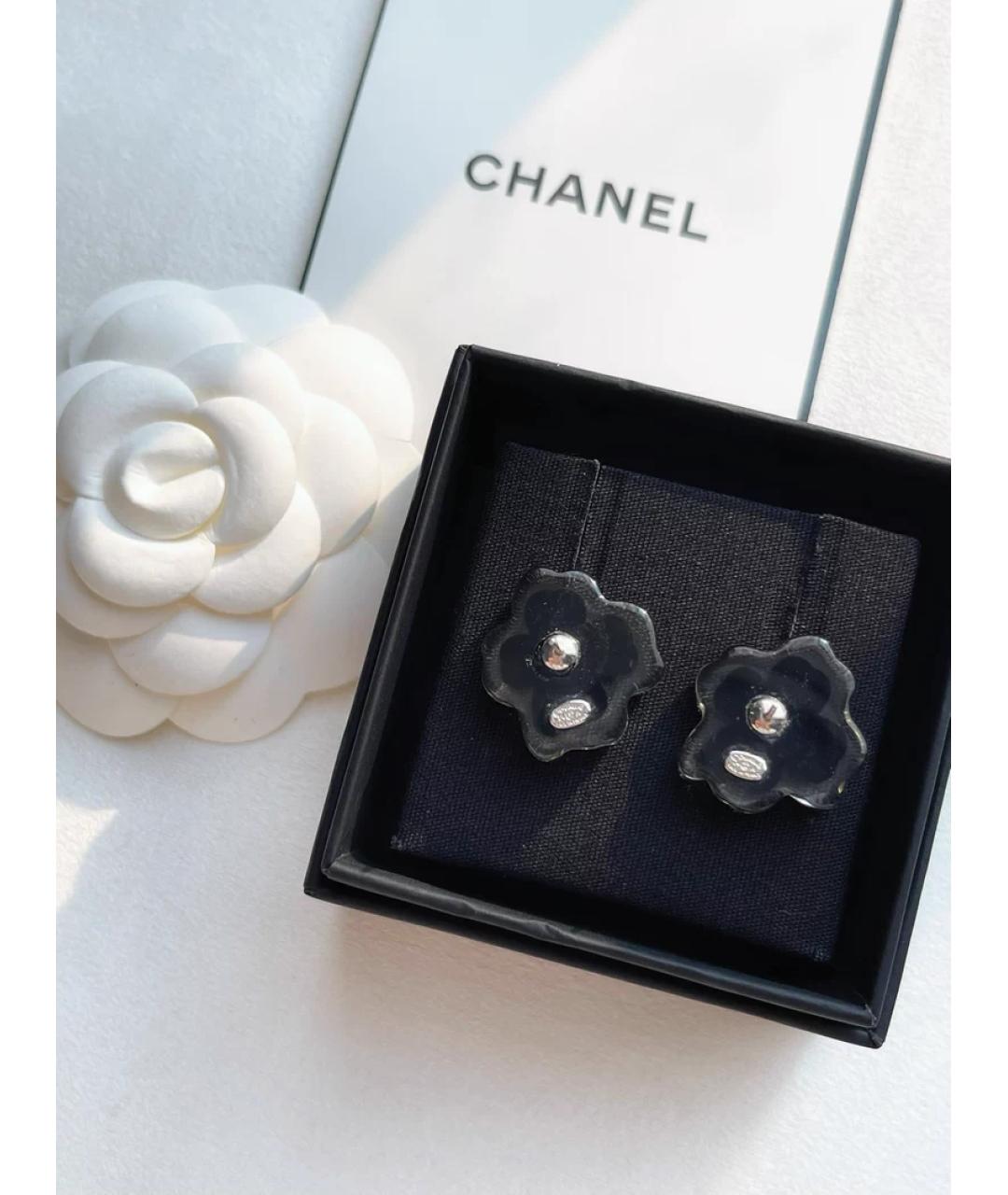 CHANEL Черные пластиковые серьги, фото 3