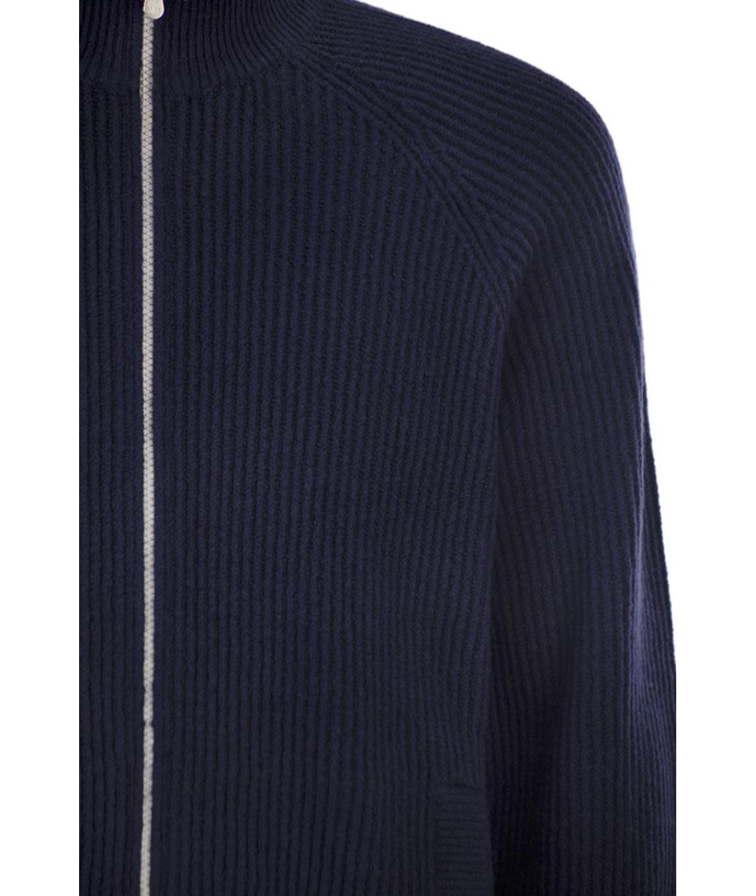 BRUNELLO CUCINELLI Темно-синий хлопковый кардиган, фото 4