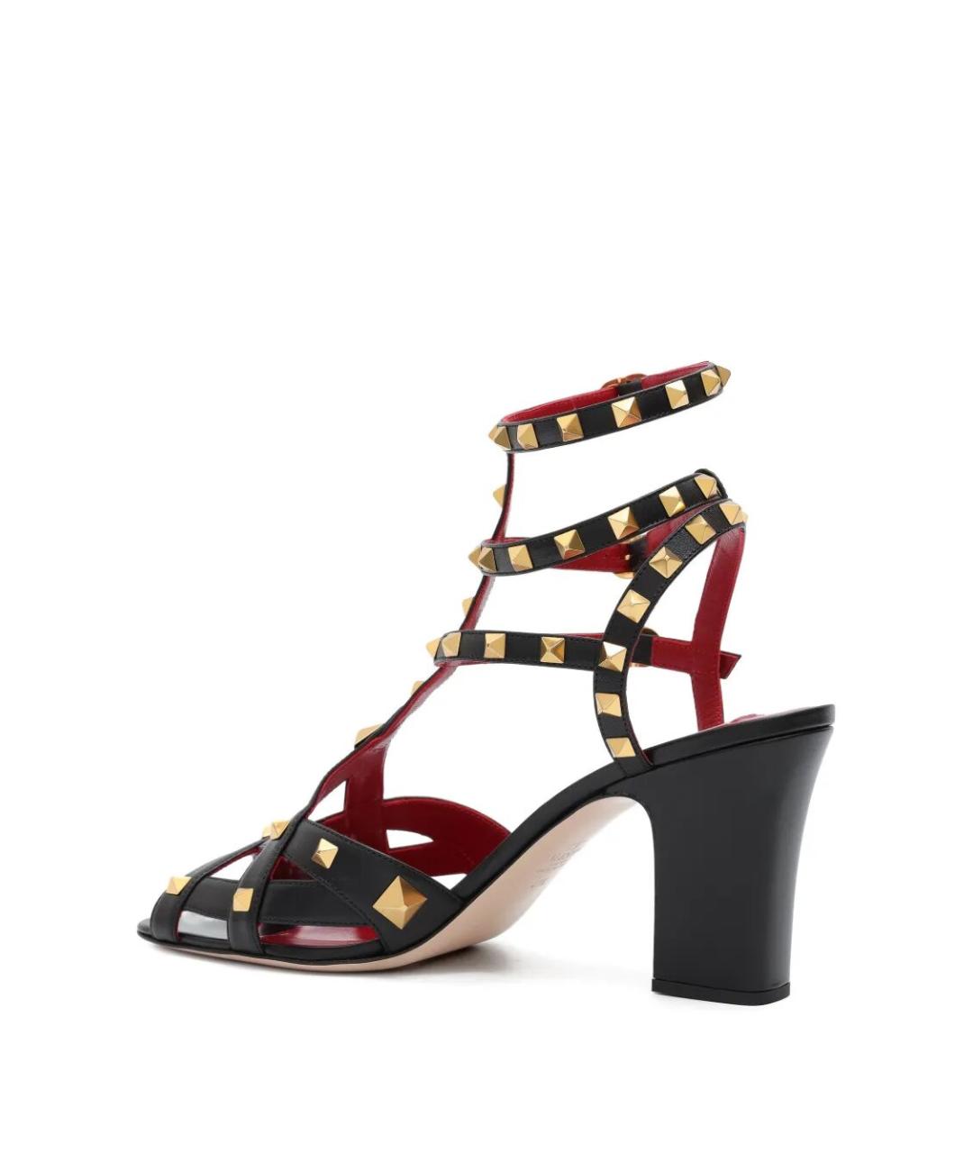 VALENTINO Черные кожаные босоножки, фото 3