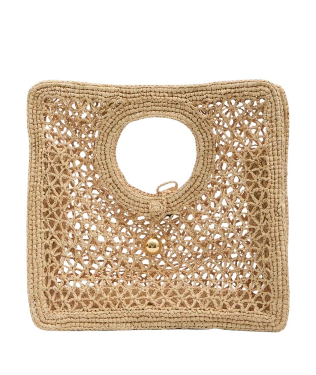 JACQUEMUS Бежевая пелетеная сумка с короткими ручками, фото 1