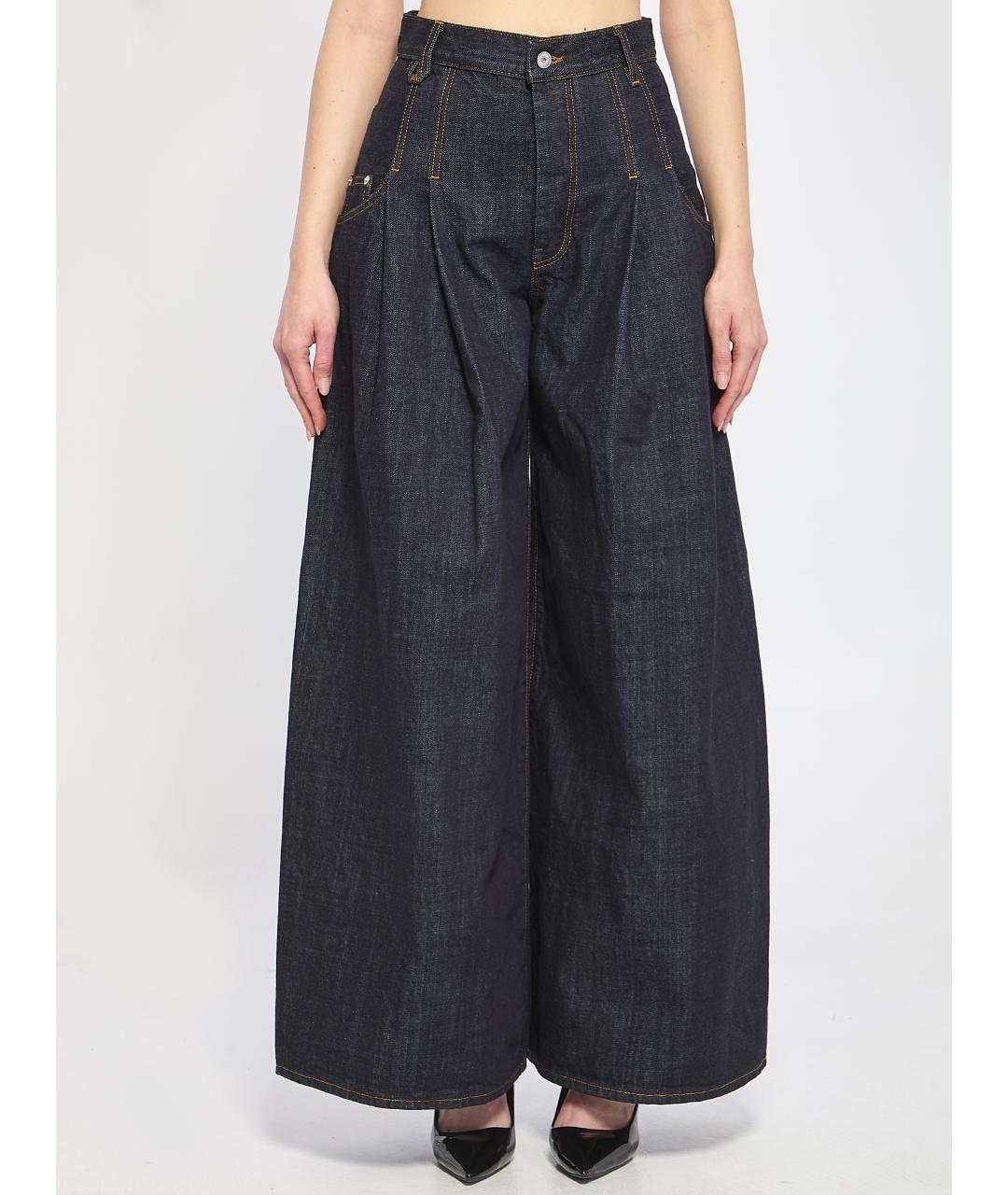 JACQUEMUS Темно-синие хлопковые джинсы клеш, фото 5