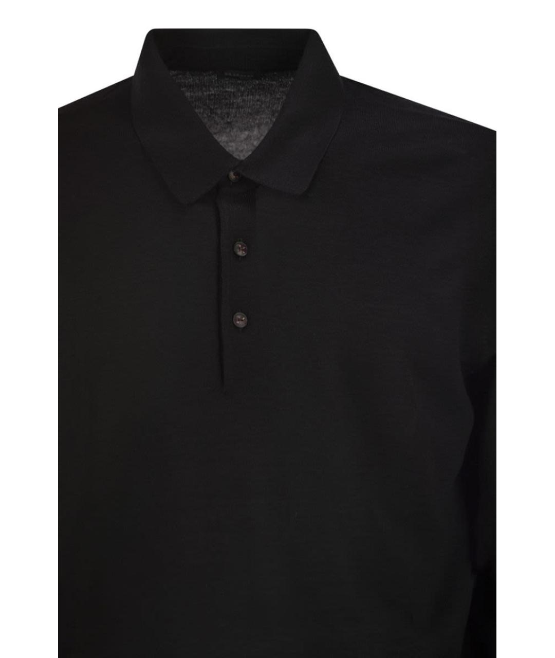 KITON Черное хлопко-шерстяное поло с длинным рукавом, фото 4