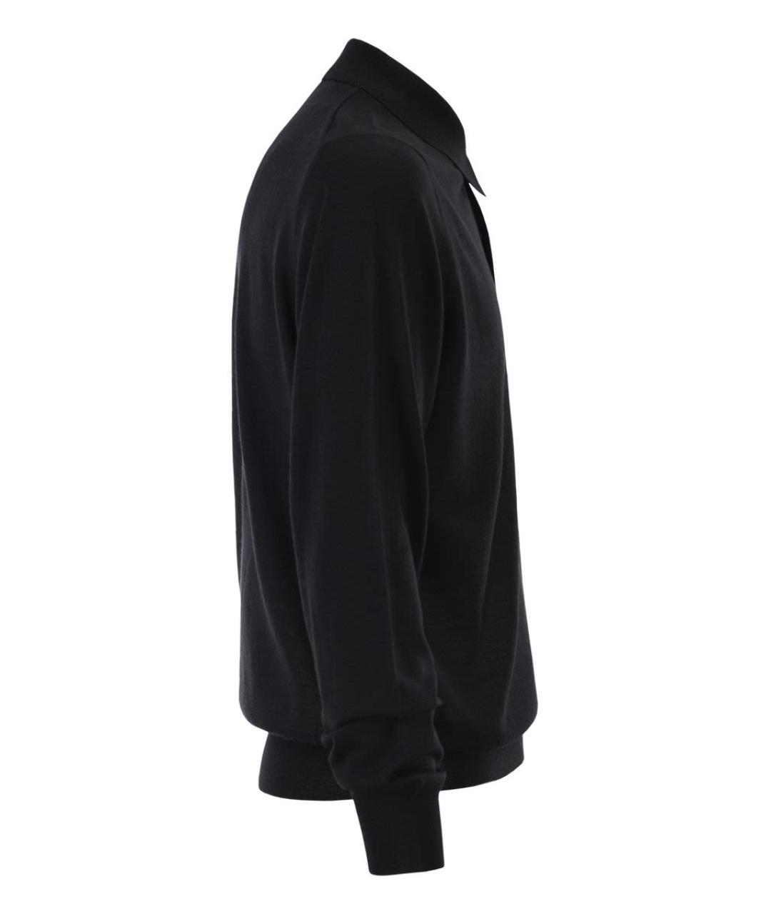 KITON Черное хлопко-шерстяное поло с длинным рукавом, фото 3