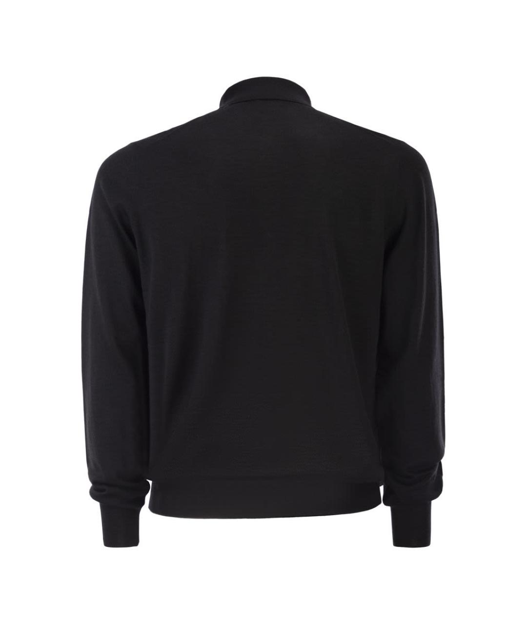 KITON Черное хлопко-шерстяное поло с длинным рукавом, фото 2