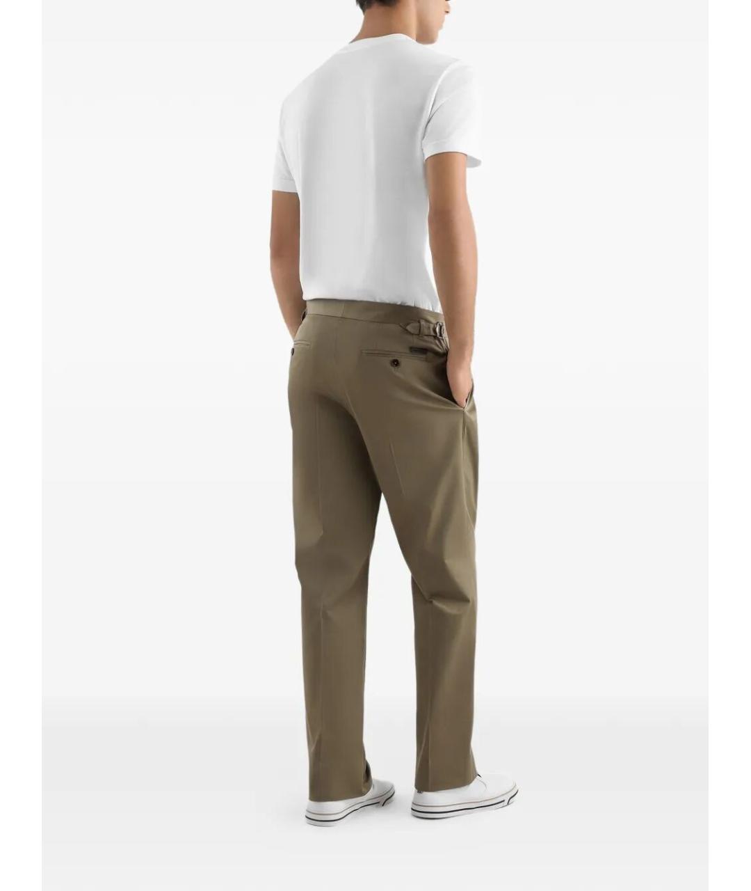 DOLCE&GABBANA Зеленые хлопковые повседневные брюки, фото 5
