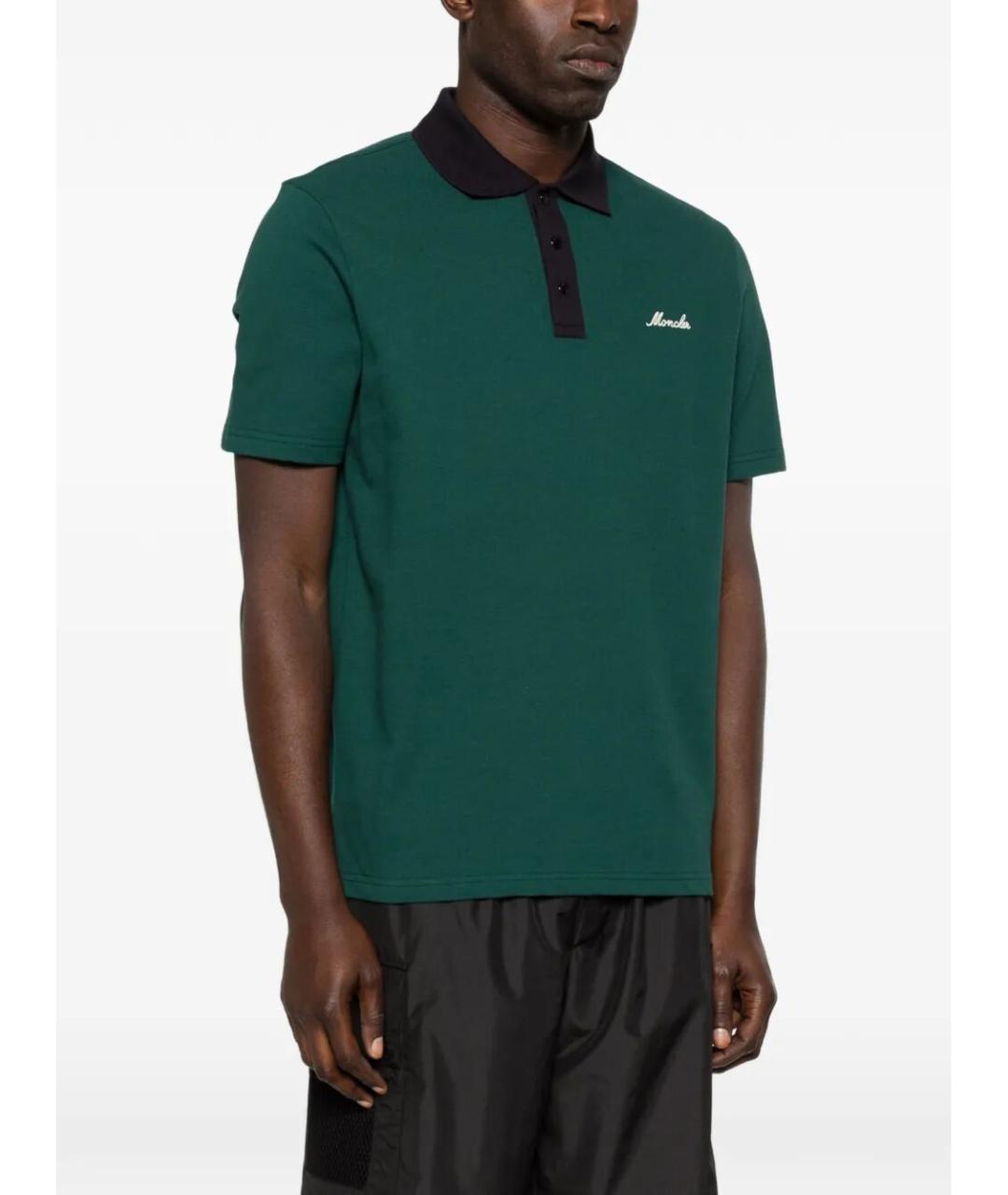 MONCLER Зеленые хлопковое поло с коротким рукавом, фото 5