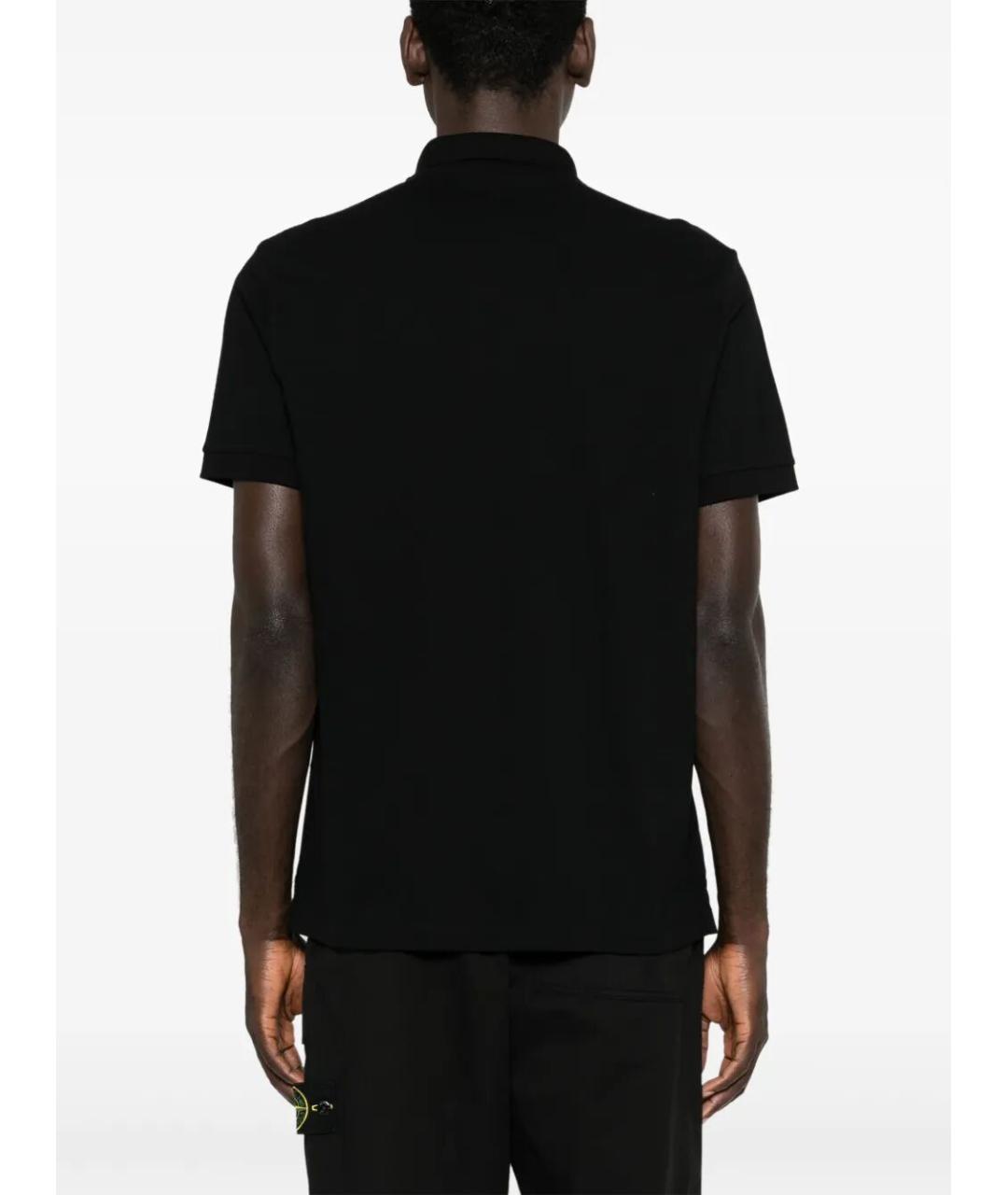 STONE ISLAND Черное хлопковое поло с коротким рукавом, фото 5